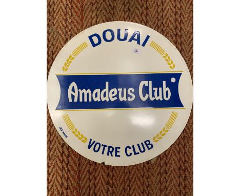 AN ENAMEL 'AMADEUS CLUB' SIGN 