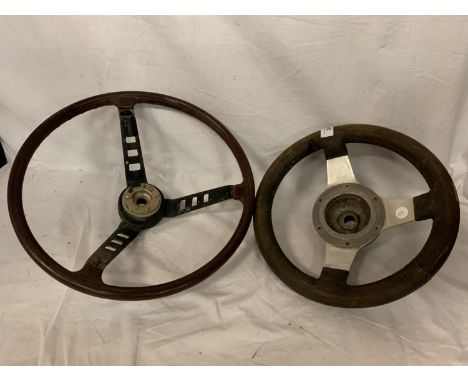 TWO VINTAGE STEERING WHEELS 