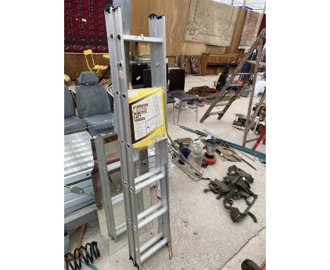 AN AS NEW ABRU ALUMINIUM TWO SECTION LOFT LADDER 
