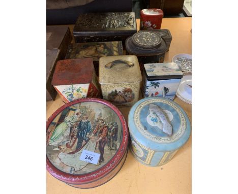 TEN VARIOUS VINTAGE DECORATIVE TINS 