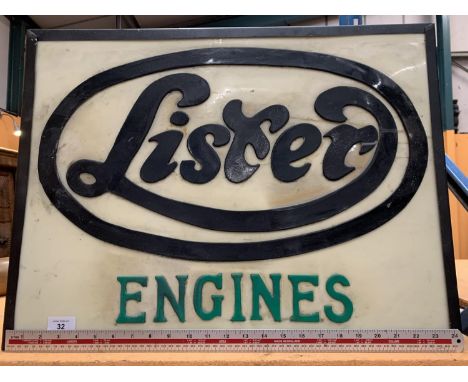 A LISTER ENGINES ILLUMINATED LIGHT BOX SIGN 