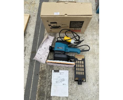 A MAKITA 9046 110 VOLT ORBITAL SANDER IN BOX - UNUSED/LITTLE USE, IN WORKING ORDER 