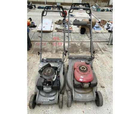 TWO HONDA PETROL ROTARY MOWERS - FOR SPARES OR REPAIR 