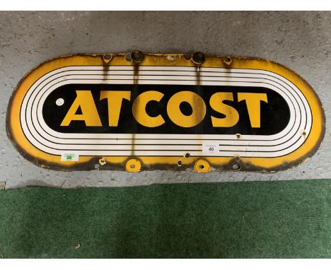 A VINTAGE STYLE ENAMEL 'ATCOST' SIGN 