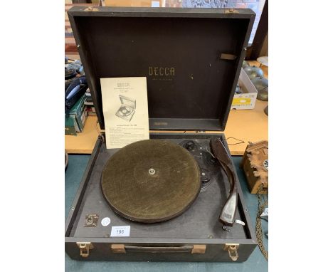 A VINTAGE DECCA DUAL SPEED RECORD PLAYER 