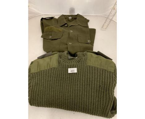 AN ARMY SHIRT AND WOOD WARRANT OFFICERS JERSEY 
