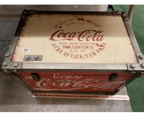 A VINTAGE STYLE COCA COLA STORAGE TRUNK 