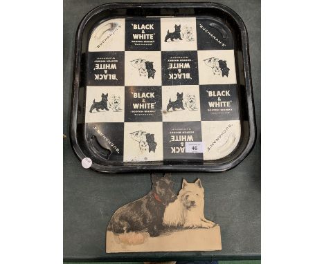A 'BLACK &amp; WHITE SCOTCH WHISKEY BUCHANAN'S' TRAY AND A FURTHER DOG ITEM 