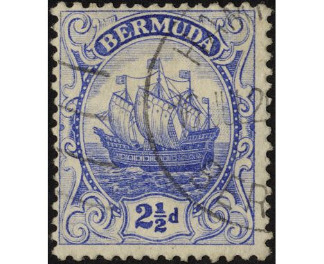 2_d blue with watermark inverted and reversed, used with light Hamilton machine cancel. SG 48y (£325)
