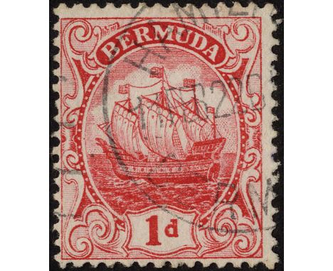 1d bright rose-red with watermark reversed, light machine cancel of 11 FEB 22. SG 46x (£850)
