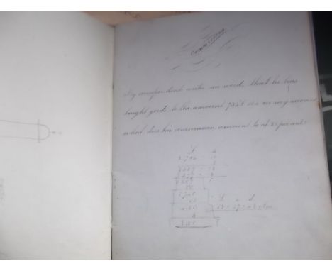 Old Maths Book dated 1860 - owned by Frederick Hilton - Master pipe maker, Baxtergate, Whitby