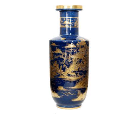A Wiltshaw and Robinson Carlton Ware vase of shouldered form with a collar neck, the whole decorated in a gilt chinoiserie pa