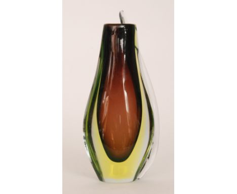 A mid 20th Century Italian Murano Sommerso glass vase in the manner of Cenedese of compressed ovoid form with pale citron ove
