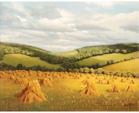PETER HALE (CONTEMPORARY) - 'Chiltern Harvest', oil on board, signed, framed, 40cm x 50cm