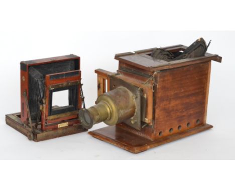 A 19th Century magic lantern by Gibboins Birmingham together with an incomplete plate camera, A/F (2)