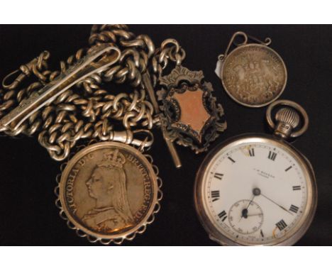 An Edwardian hallmarked silver open faced crown wind fob watch, white enamel dial with Roman numerals and subsidiary seconds 