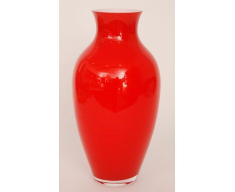 A contemporary Italian Murano glass vase by C.Nason of shouldered ovoid form with flared collar neck, cased in clear crystal 