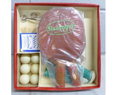 A vintage Slazenger table tennis set, boxed 