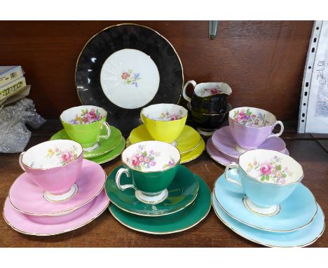 A 1950's Adderley 'Harlequin' 21 piece tea service 