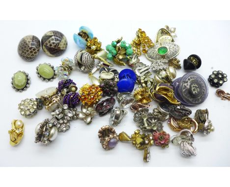 Approximately forty pairs of clip-on vintage earrings 