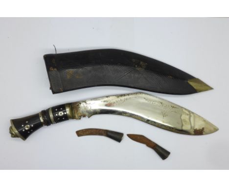 An Indian kukri and scabbard 