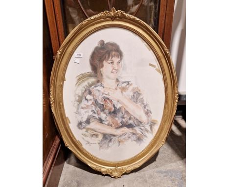 Gill Evans (20th century)
Pastel on paper
Oval portrait of a young woman, signed and dated '88 lower left, framed and glazed,