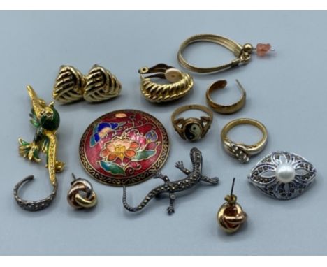 Miscellaneous costume jewellery including  enamelled brooch, ring etc