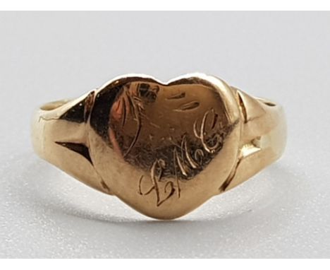 Vintage gold childs heart shaled ring, size I, 2.1g