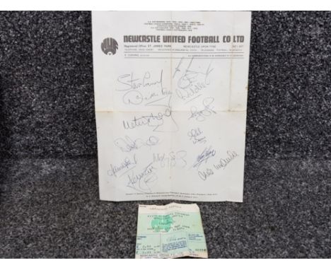 Kevin Keegans farewell - Newcastle vs Liverpool ticket and signed player sheet by himself and other present footballers
