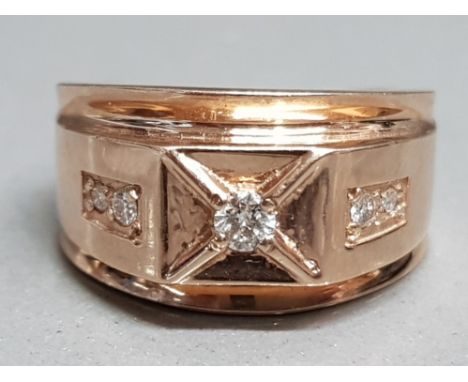 10ct rose gold &amp; diamond ring VGC, size M, 5.6g gross