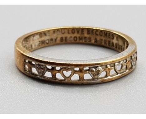 9ct gold &amp; diamond "Love &amp; Memory" ring, size S½, 2.4g
