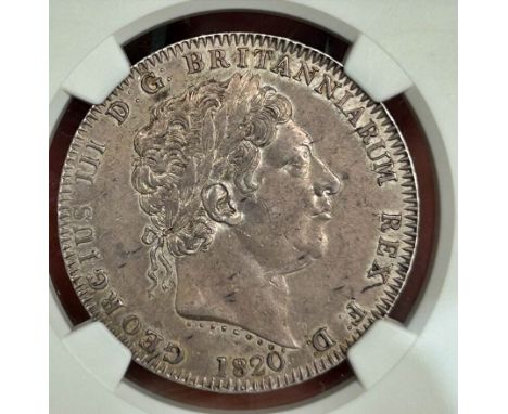 NGC – George III (1760-1820), Crown, 1820, LX, (S. 3787), laureate head rev. Pistrucci’s St George and dragon, deep colour an