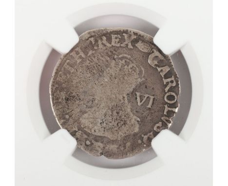 NGC - Charles I (1625-49), Sixpence, (S. 2813), type 3a, no inner circles, encapsulated and graded by NGC VG 8, certification