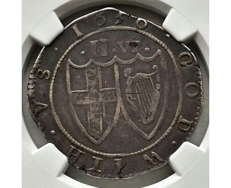NGC - Commonwealth (1649-60), Halfcrown, 1656, (S. 3215), mm. sun, English shield of arms within wreath, rev. conjoined shiel