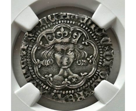 NGC – Henry V (1413-22), Groat, (S. 1762B), ordinary letters, scowling bust, mullet to right of breast, encapsulated and grad