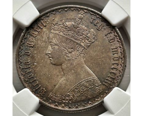 NGC – Victoria (1837-1901), Florin, 1853, (S. 3891), Gothic type, rev. crowned cruciform shields, choice and toned, very hard