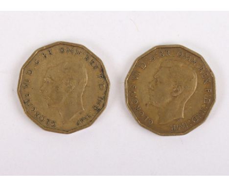 George VI (1937-1952), Threepence, 1946, (S. 4112), aVF and VF, rare, (2)