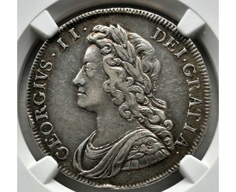 NGC – George II (1727-1760), Halfcrown 1732, (S. 3692), SEXTO, young laureate head and draped bust, rev. roses and plumes, en
