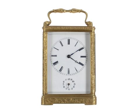 Lot - A FRENCH POLISHED BRASS CARRIAGE CLOCK, BY BAYARD, 8 DAY, SEVEN  JEWELS, UNADJUSTED, NUMBERED 81