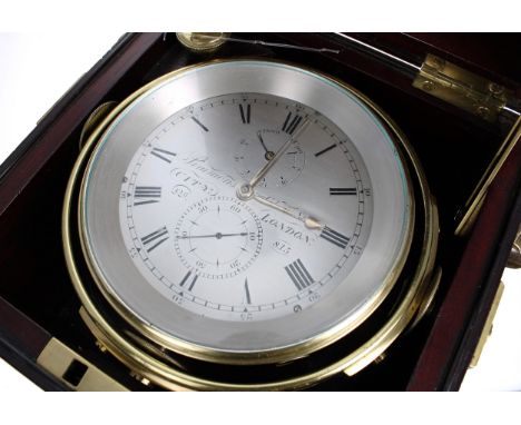 Good English two day marine chronometer, the 3.25" silvered dial signed Simmons, 26, Coleman Street, City, London, no. 815, w