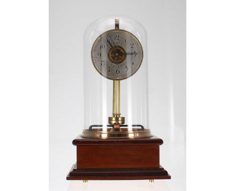 Frank Holden 'Exact Patent' electromagnetic mantel clock, the 3.5" silvered chapter ring enclosing a brass centre with toothe