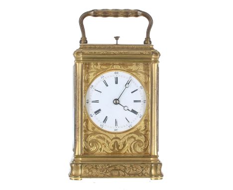 Fine Leroy &amp; Fils under-wound Patent no. 9501 repeater carriage clock timepiece, the movement striking on a bell and stam