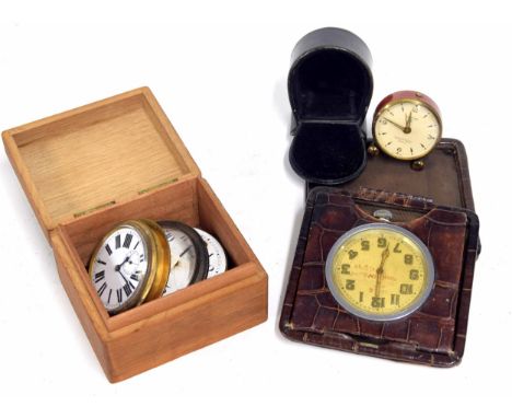 Looping eight day small travelling alarm clock with 15 jewel movement, the 1.75" cream dial signed Tollard Freres, Geneve, wi