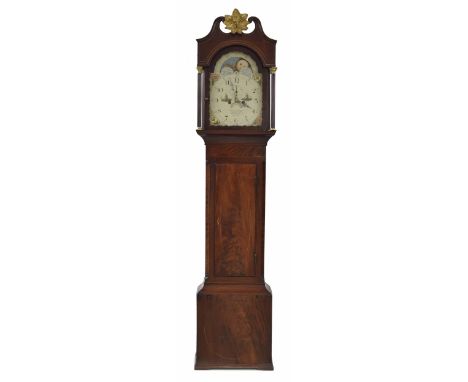 Mahogany eight day longcase clock, the 13" painted arched dial signed Bartles &amp; Eggert, Bristol, with subsidiary seconds 