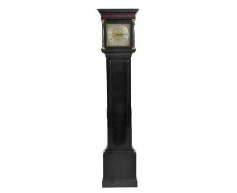 Good ebonised eight day longcase clock with five pillar movement, the 11" square brass dial signed Jno Culliford, Bristoll (s
