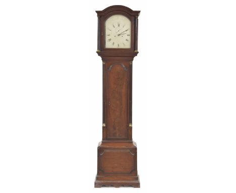 Mahogany eight day longcase clock, the 12" silvered arched dial signed J. Gardiner London to the arch over the chapter rings 