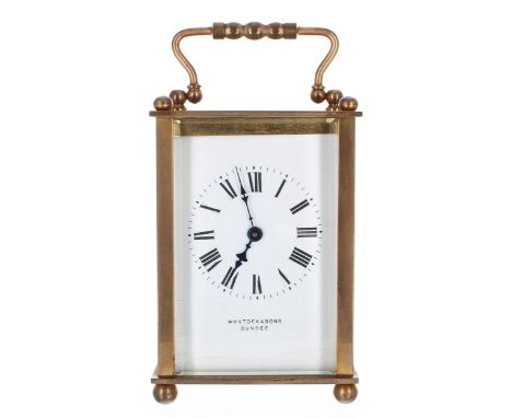 French carriage clock timepiece,&nbsp;stamped with the Richard &amp; Co. maker's trademark logo, the dial inscribed Whytock &