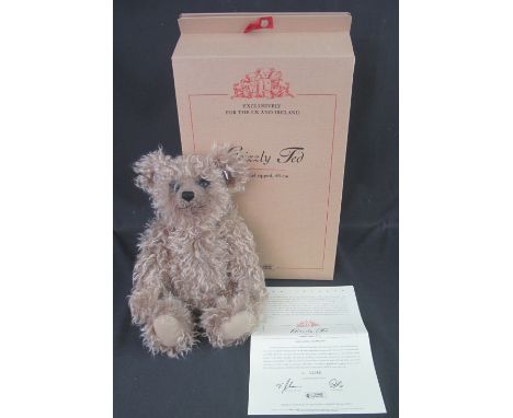 Steiff limited edition Grizzly Ted growler teddy bear, caramel tipped, 40cm high, limited edition of 1089/2000, label to ear 