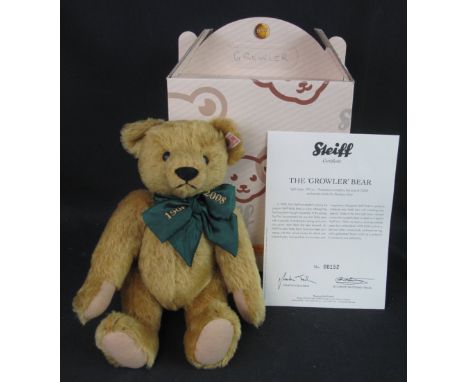 Modern Steiff 'The Growler' bear, light brass, 29cm high, production limited to the end of 2008, no. 00152, in original box w