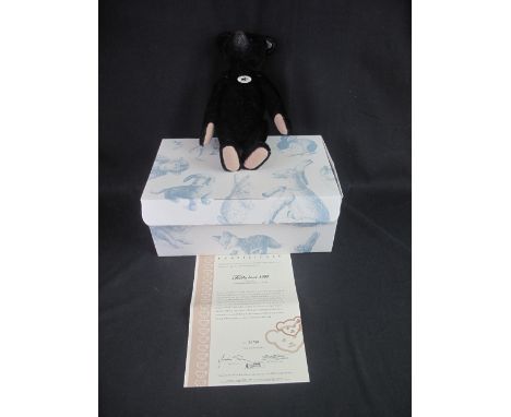 Modern Steiff 1908 replica black growler teddy bear, limited edition, no.: 2768/3000 Worldwide.  35cm high.  In original box 